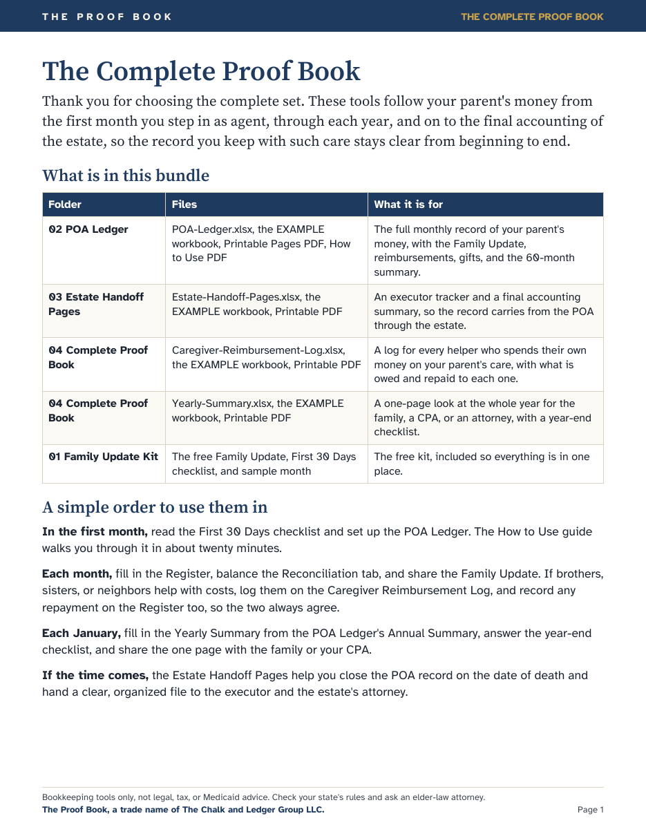 First page of the Complete Proof Book readme